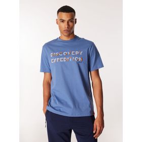 Discovery Expedition D4SM-TST3269 İndigo Bisiklet Yaka Relaxed Baskılı Erkek T-Shirt