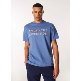 Discovery Expedition D4SM-TST3269 İndigo Bisiklet Yaka Relaxed Baskılı Erkek T-Shirt