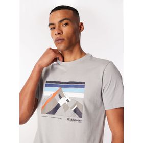 Discovery Expedition D4SM-TST3270 Gri Erkek Bisiklet Yaka Baskılı T-Shirt
