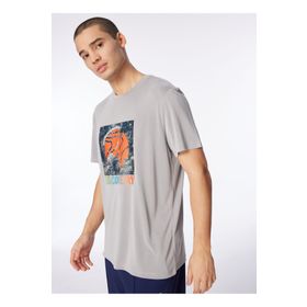 Discovery Expedition D4SM-TST3280 Gri Bisiklet Yaka Relaxed Baskılı Erkek T-Shirt
