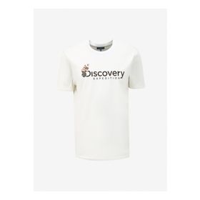 Discovery Expedition D4SM-TST3302 Beyaz Erkek Bisiklet Yaka Basic Baskılı T-Shirt