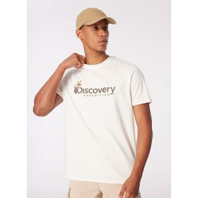 Discovery Expedition D4SM-TST3302 Beyaz Erkek Bisiklet Yaka Basic Baskılı T-Shirt