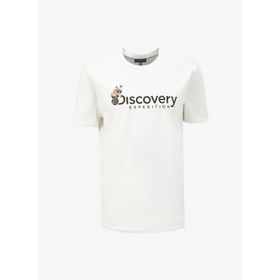 Discovery Expedition D4SM-TST3302 Beyaz Erkek Bisiklet Yaka Basic Baskılı T-Shirt