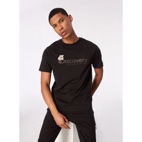 Discovery Expedition D4SM-TST3302 Siyah Erkek Bisiklet Yaka Basic Baskılı T-Shirt