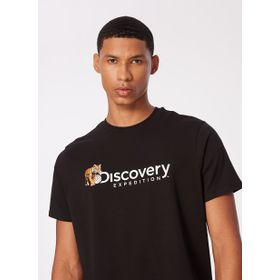 Discovery Expedition D4SM-TST3304 Siyah Erkek Bisiklet Yaka Basic Baskılı T-Shirt