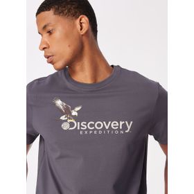Discovery Expedition D4SM-TST3306 Antrasit Erkek Bisiklet Yaka Basic Baskılı T-Shirt