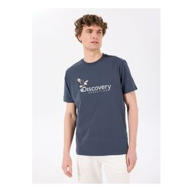 Discovery Expedition D4SM-TST3306 Antrasit Erkek Bisiklet Yaka Basic Baskılı T-Shirt