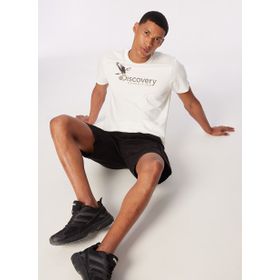 Discovery Expedition D4SM-TST3306 Beyaz Erkek Bisiklet Yaka Basic Baskılı T-Shirt