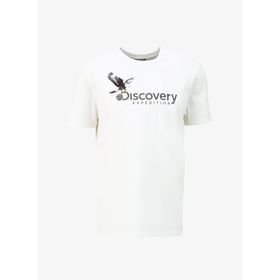 Discovery Expedition D4SM-TST3306 Beyaz Erkek Bisiklet Yaka Basic Baskılı T-Shirt