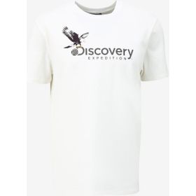 Discovery Expedition D4SM-TST3306 Beyaz Erkek Bisiklet Yaka Basic Baskılı T-Shirt