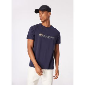 Discovery Expedition D4SM-TST3308 İndigo Erkek Bisiklet Yaka Basic Baskılı T-Shirt