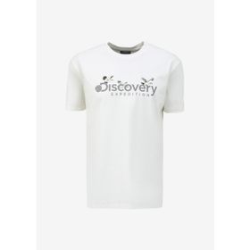 Discovery Expedition D4SM-TST3310 Beyaz Erkek Bisiklet Yaka Basic Baskılı T-Shirt
