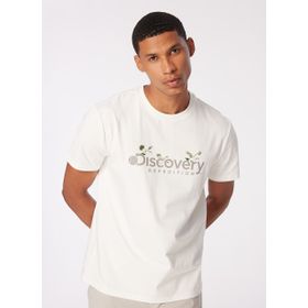 Discovery Expedition D4SM-TST3310 Beyaz Erkek Bisiklet Yaka Basic Baskılı T-Shirt
