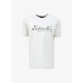 Discovery Expedition D4SM-TST3310 Beyaz Erkek Bisiklet Yaka Basic Baskılı T-Shirt