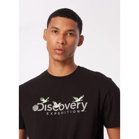 Discovery Expedition D4SM-TST3310 Siyah Bisiklet Yaka Basic Baskılı Erkek T-Shirt