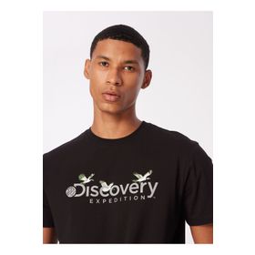 Discovery Expedition D4SM-TST3310 Siyah Erkek Bisiklet Yaka Basic Baskılı T-Shirt