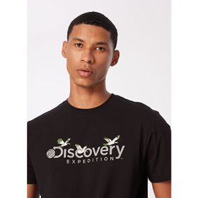 Discovery Expedition D4SM-TST3310 Siyah Erkek Bisiklet Yaka Basic Baskılı T-Shirt