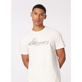 Discovery Expedition D4SM-TST3311 Beyaz Erkek Bisiklet Yaka Basic Baskılı T-Shirt