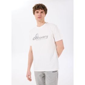 Discovery Expedition D4SM-TST3311 Beyaz Erkek Bisiklet Yaka Basic Baskılı T-Shirt