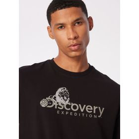 Discovery Expedition D4SM-TST3311 Siyah Bisiklet Yaka Basic Baskılı Erkek T-shirt
