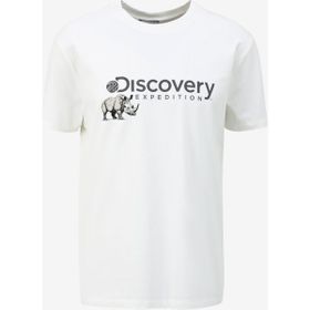 Discovery Expedition D4SM-TST3312 Beyaz Erkek Bisiklet Yaka Basic Baskılı T-Shirt