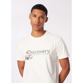 Discovery Expedition D4SM-TST3312 Beyaz Erkek Bisiklet Yaka Basic Baskılı T-Shirt