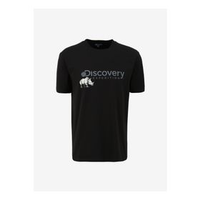 Discovery Expedition D4SM-TST3312 Siyah Bisiklet Yaka Basic Baskılı Erkek T-Shirt
