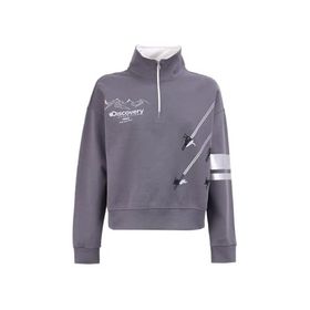 Discovery Expedition D4WL-SWT3002 Füme Kadın Dik Crop Baskılı Sweatshirt