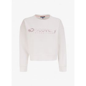 Discovery Expedition D4WL-SWT3010 Kırık Beyaz Kadın Bisiklet Crop Baskılı Sweatshirt