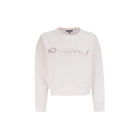 Discovery Expedition D4WL-SWT3010 Kırık Beyaz Kadın Bisiklet Crop Baskılı Sweatshirt