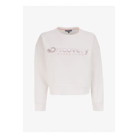 Discovery Expedition D4WL-SWT3010 Kırık Beyaz Kadın Bisiklet Crop Baskılı Sweatshirt