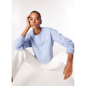 Discovery Expedition D4WL-SWT3010 Mavi Kadın Bisiklet Crop Baskılı Sweatshirt
