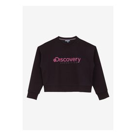 Discovery Expedition D4WL-SWT3010 Siyah Kadın Bisiklet Crop Baskılı Sweatshirt