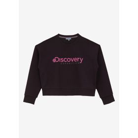 Discovery Expedition D4WL-SWT3010 Siyah Kadın Bisiklet Crop Baskılı Sweatshirt