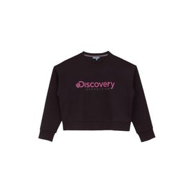 Discovery Expedition D4WL-SWT3010 Siyah Kadın Bisiklet Crop Baskılı Sweatshirt