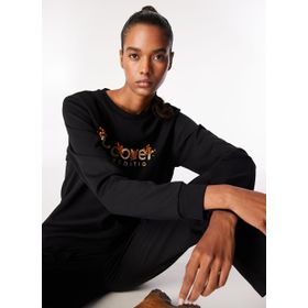 Discovery Expedition D4WL-SWT3034 Siyah Kadın Bisiklet Relaxed Baskılı Sweatshirt
