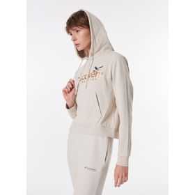 Discovery Expedition D4WL-SWT3071 Açık Bej Kadın Kapüşon Crop Nakışlı Sweatshirt