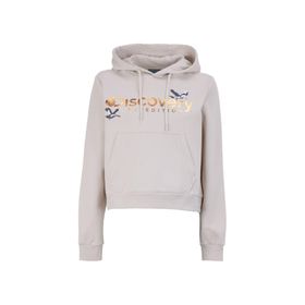 Discovery Expedition D4WL-SWT3071 Açık Bej Kadın Kapüşon Crop Nakışlı Sweatshirt