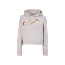 Discovery Expedition D4WL-SWT3071 Açık Bej Kadın Kapüşon Crop Nakışlı Sweatshirt