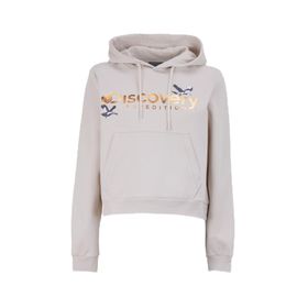 Discovery Expedition D4WL-SWT3071 Açık Bej Kadın Kapüşon Crop Nakışlı Sweatshirt