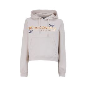 Discovery Expedition D4WL-SWT3071 Açık Bej Kadın Kapüşon Crop Nakışlı Sweatshirt