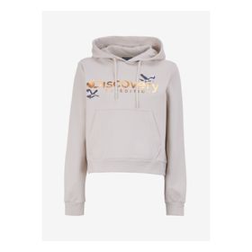 Discovery Expedition D4WL-SWT3071 Açık Bej Kadın Kapüşon Crop Nakışlı Sweatshirt