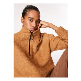 Discovery Expedition D4WL-SWT3091 Açık Kahve Kadın Dik Loose Fit Düz Sweatshirt