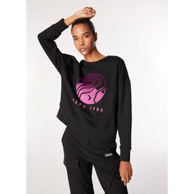 Discovery Expedition D4WL-SWT3092 Siyah Kadın Bisiklet Crop Baskılı Sweatshirt