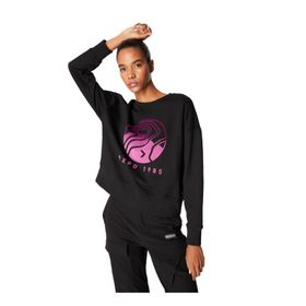 Discovery Expedition D4WL-SWT3092 Siyah Kadın Bisiklet Crop Baskılı Sweatshirt