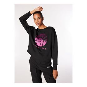 Discovery Expedition D4WL-SWT3092 Siyah Kadın Bisiklet Crop Baskılı Sweatshirt