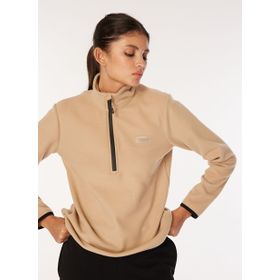 Discovery Expedition D4WL-SWT3929 Dik Basic Düz Bej Kadın Polar Sweatshirt