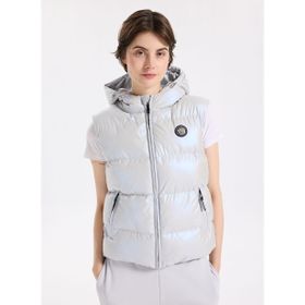 Discovery Expedition D4WL-YLK3019 Açık Gri Kadın Kapüşon Relaxed Düz Yelek