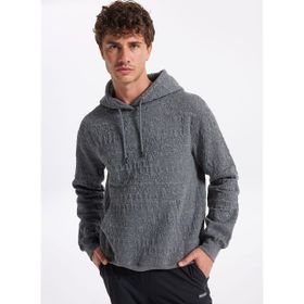 Discovery Expedition D4WM-SWT3100 Gri Melanj Erkek Kapüşon Standart Jakarlı Sweatshirt