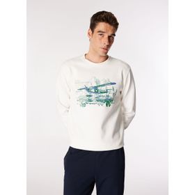 Discovery Expedition D4WM-SWT3206 Kırık Beyaz Erkek Bisiklet Relaxed Baskılı Sweatshirt